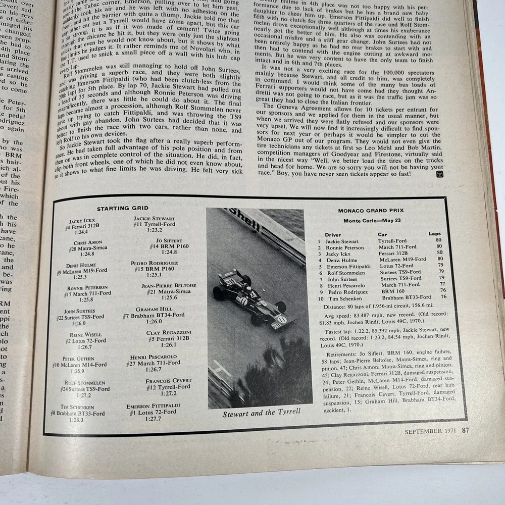 ROAD & TRACK MAGAZINE VOL. 23 #1 SEPTEMBER 1971 (VG) CAN-AM'S MAN AND MACHINE‎